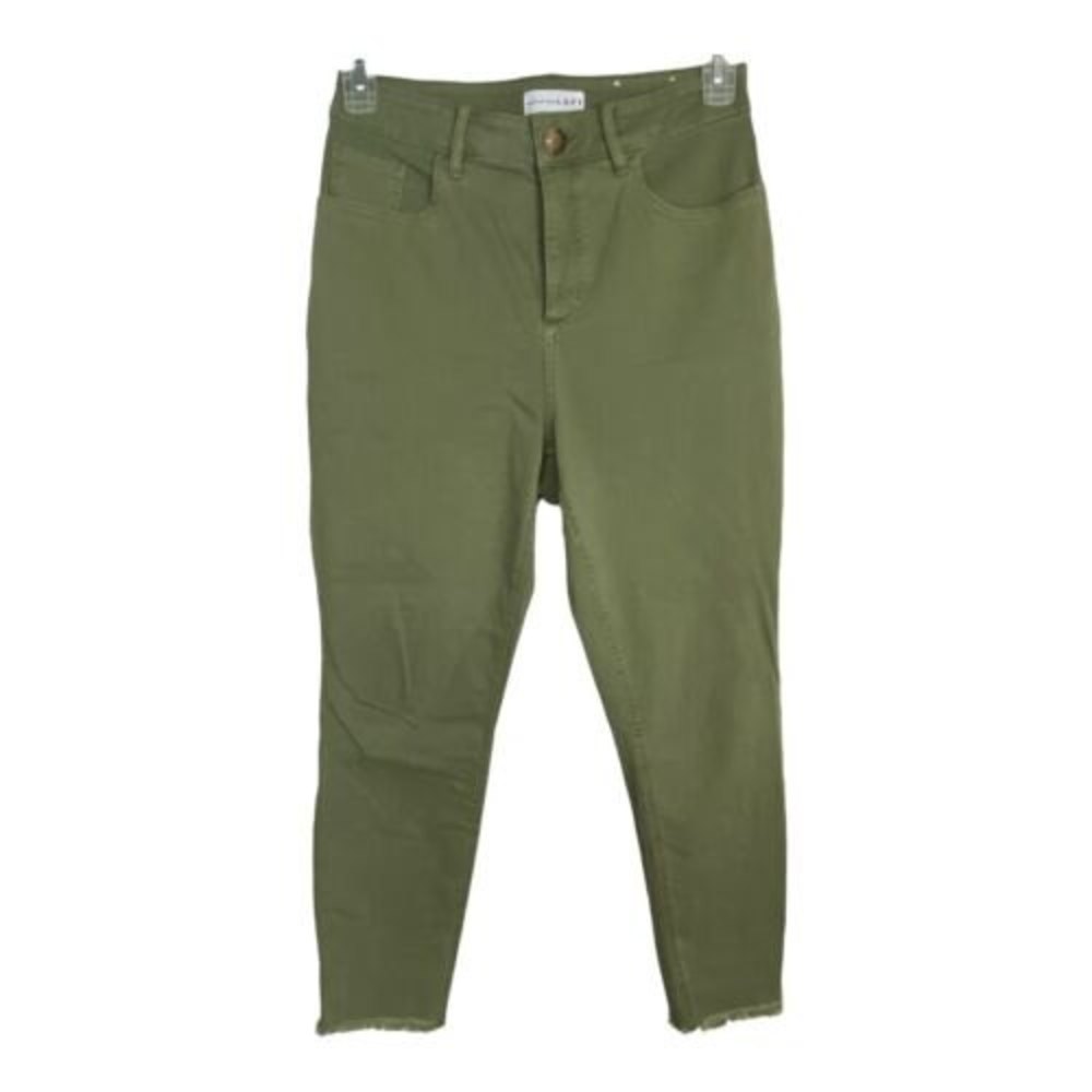 Ann Taylor Loft Womens Pants Size 8/29 Green Raw Hem High Waist Skinny Crop